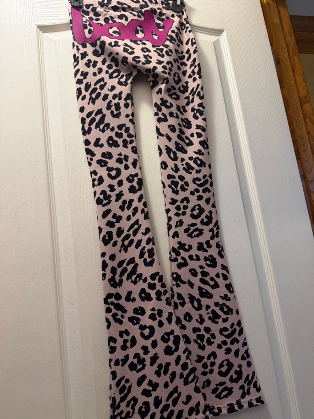 Women's Pink Leopard Print Flare Pants